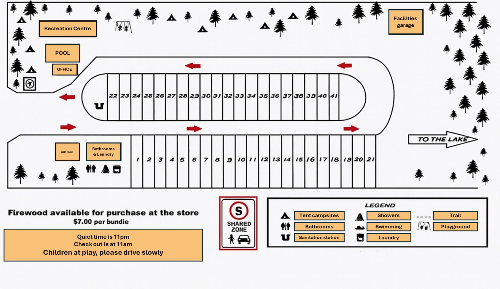 Coy Lake Camping site map