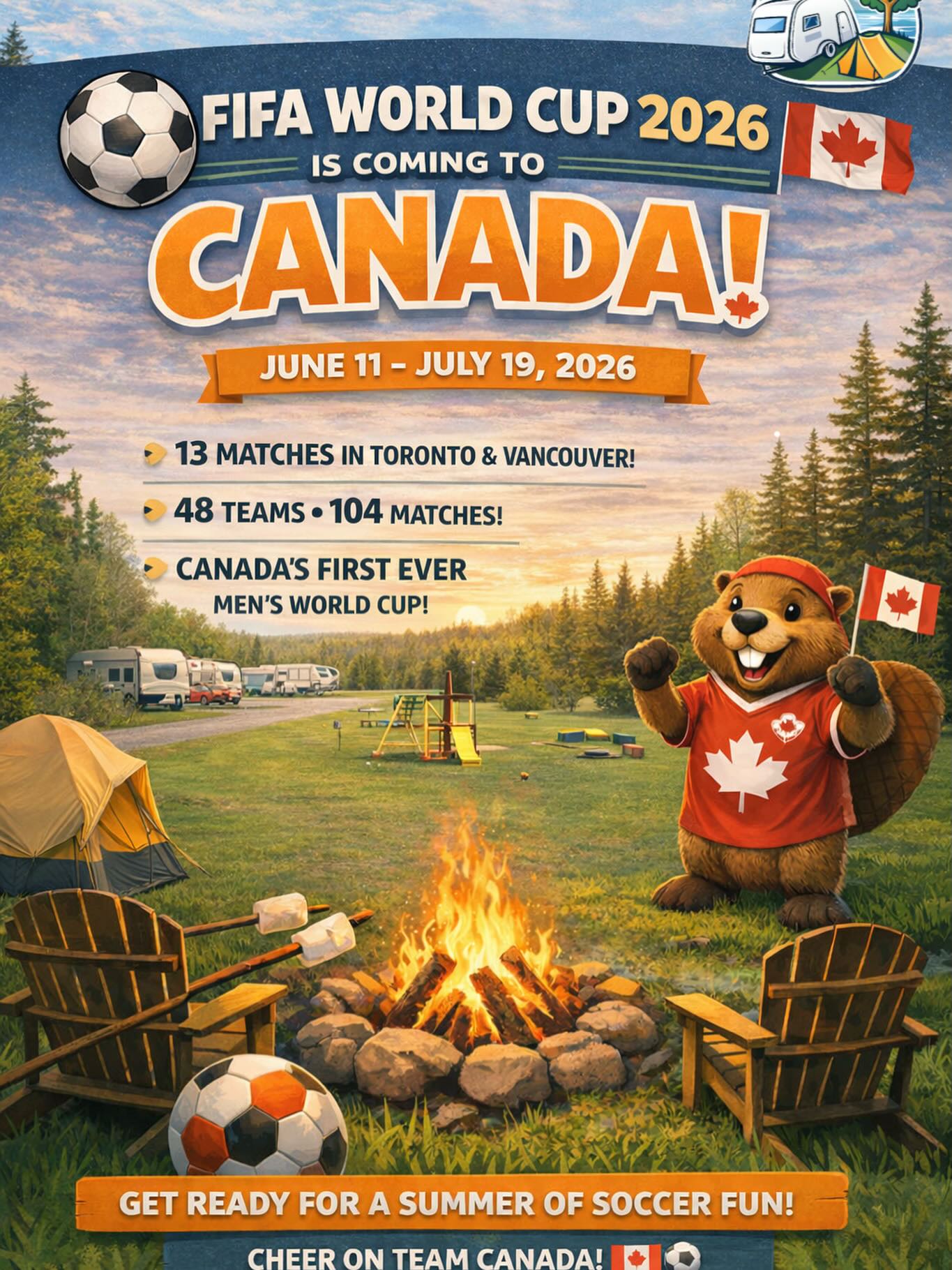 FIFA poster watch party at Coy Lake Camping NB